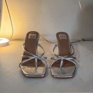 Dolce Vita Sexy Women's Metallic Silver Zini Strappy Kitten-heel